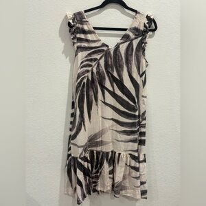 Next Black and Cream Leaf Print Mini Dress